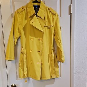 Escada Yellow Trench Coat with Button Accents
